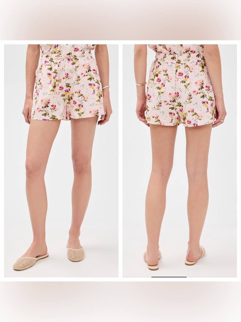 NWOT 🩷 Hill House Home The Aubrey Short in Pink Floral Linen Size S